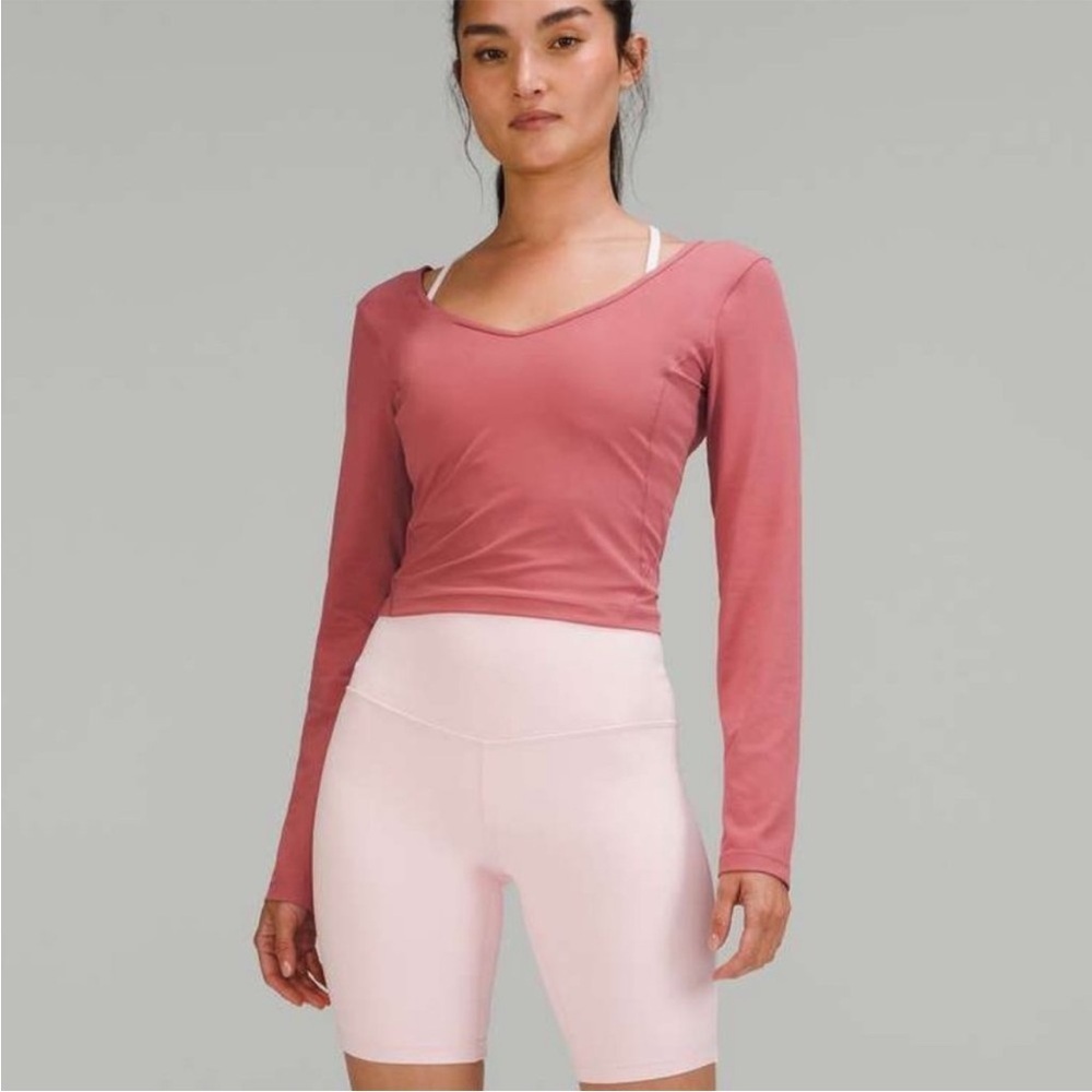 Lululemon ATHLETICA Align LONG SLEEVE V NECK CROP TOP SHIRT SIZE 8
